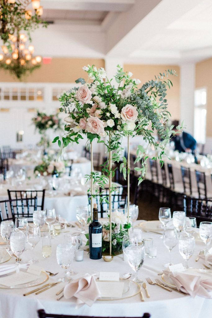 Tall wedding centerpiece blush and ivory