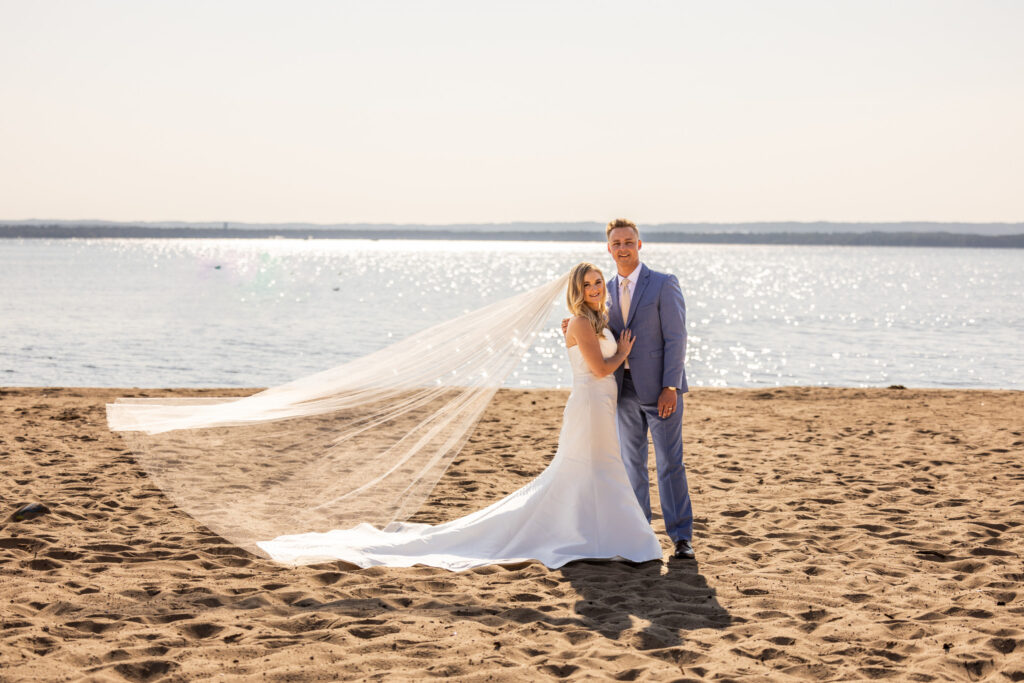 Northern Michigan Beach tented white wedding